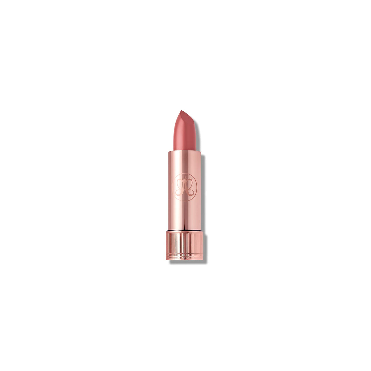 Anastasia Beverly Hills Satin Lipstick Dusty Rose with rose-gold packaging for a luxurious look.
