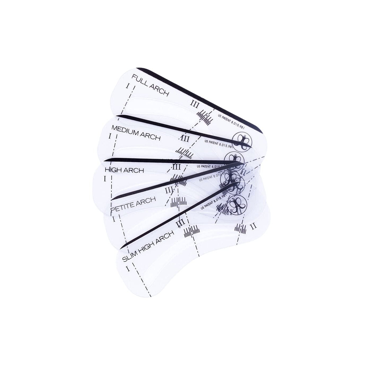 Anastasia Beverly Hills stencils five-shape kit for balanced brows during makeup.