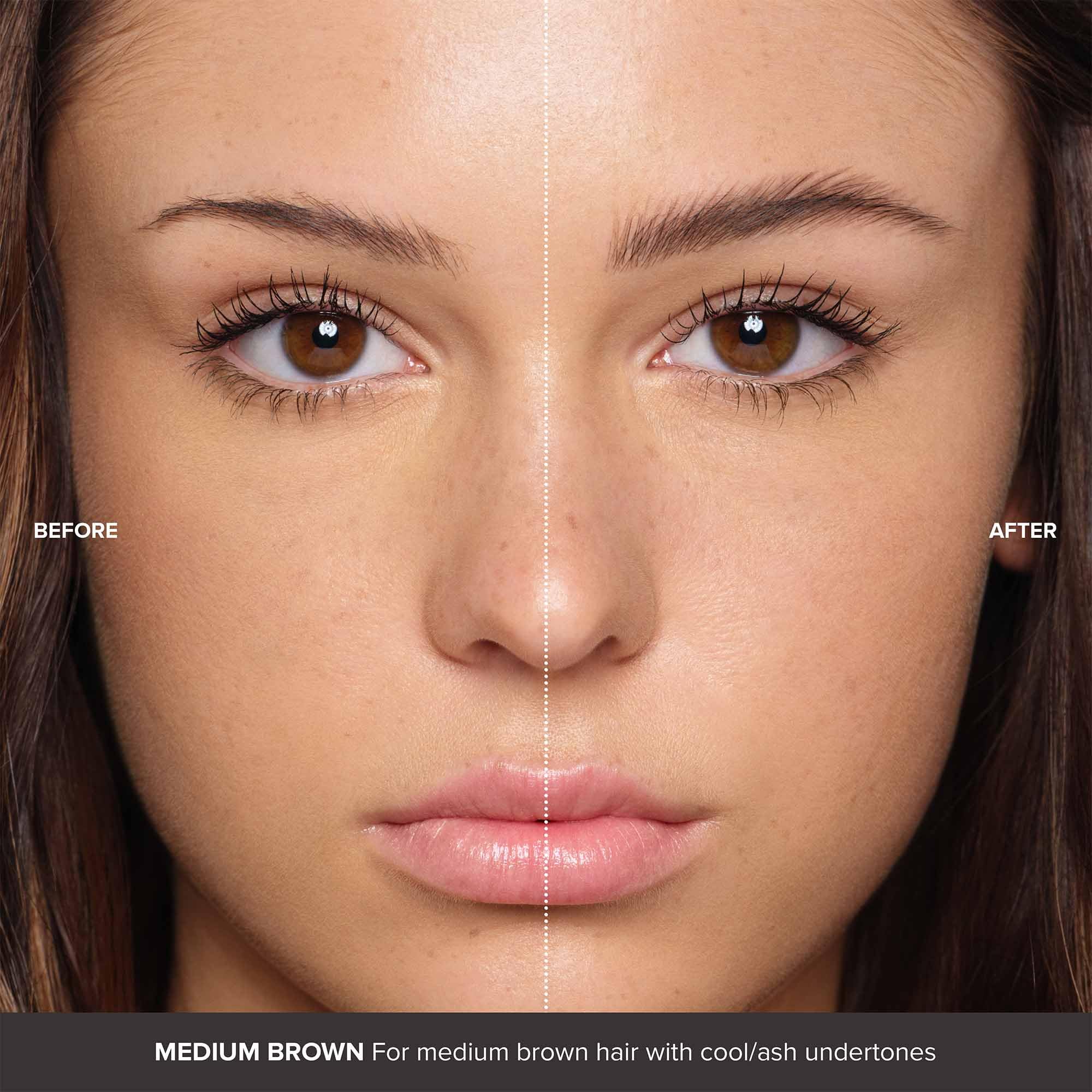 Anastasia Beverly Hills volumizing tinted brow gel on brows highlights long-wear natural finish.