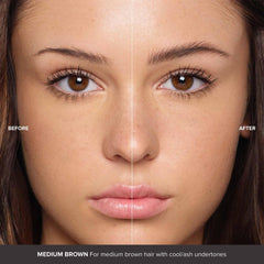 Anastasia Beverly Hills volumizing tinted brow gel on brows highlights long-wear natural finish.