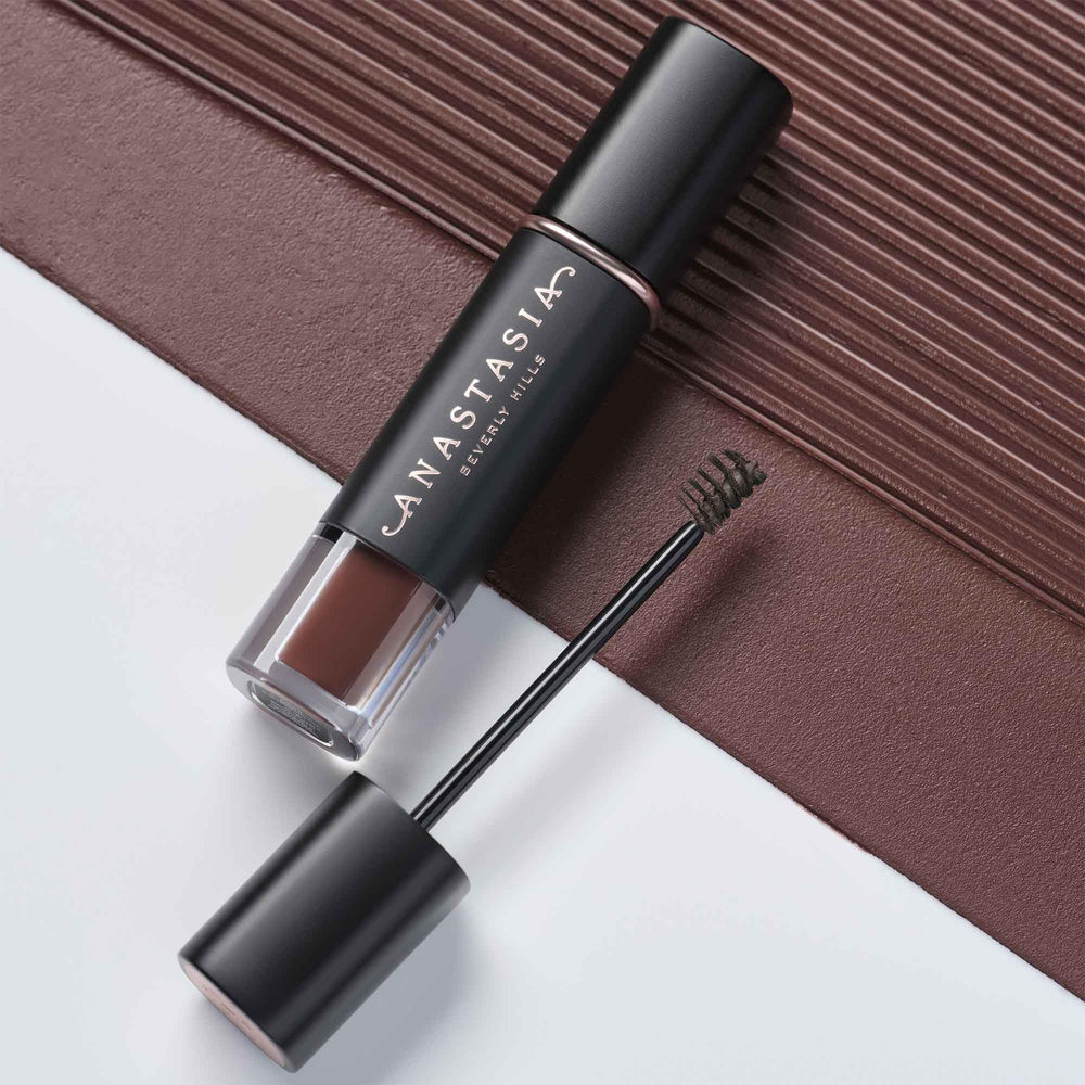 Anastasia Beverly Hills medium brown gel shade on brows delivers soft definition and dimension.
