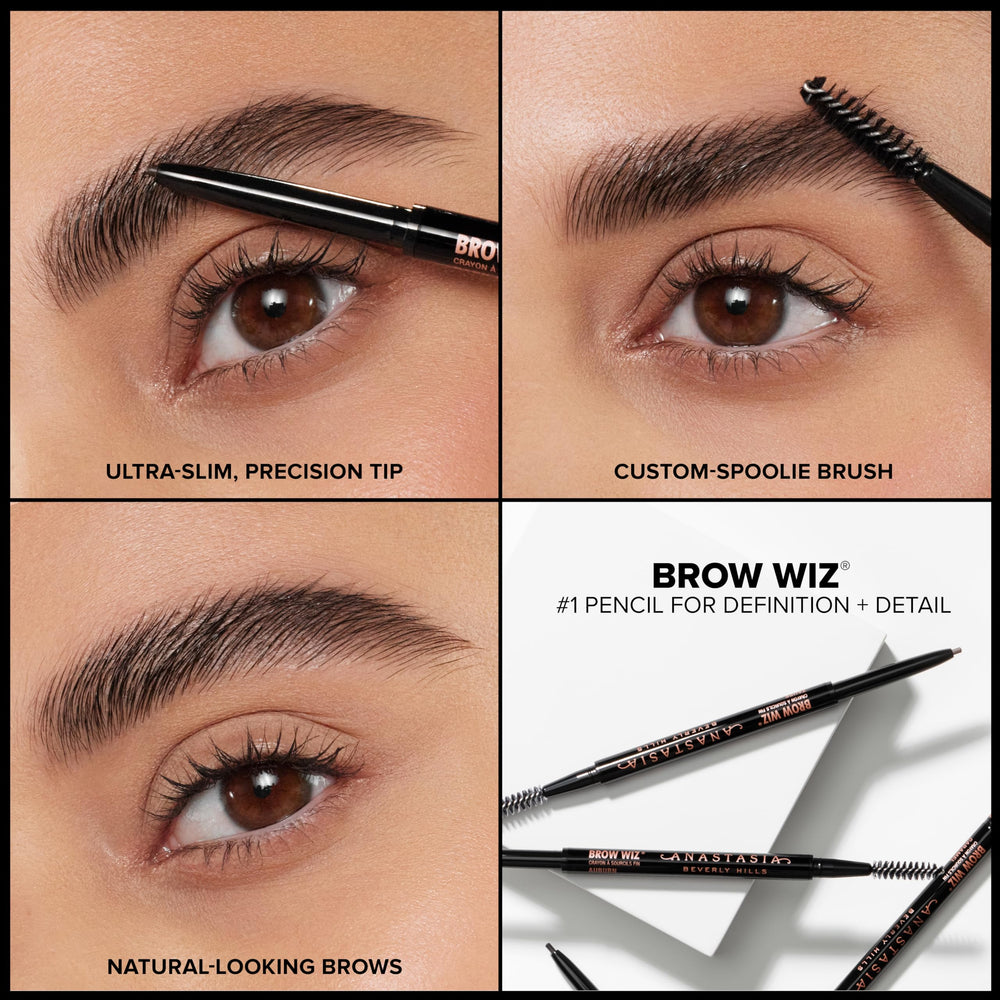 Anastasia Brow Wiz Chocolate natural texture on brows with soft, believable finish.