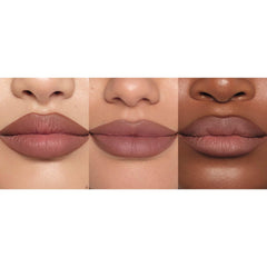 Anastasia Lip Velvet Cool Brown wear test shows color that stays true during daily activities.