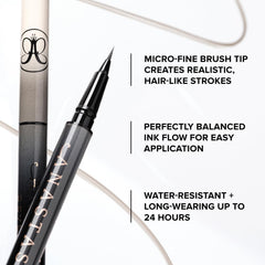 Anastasia Beverly Hills MicroStroke Brow Pen application strokes show precise, hair-like definition.