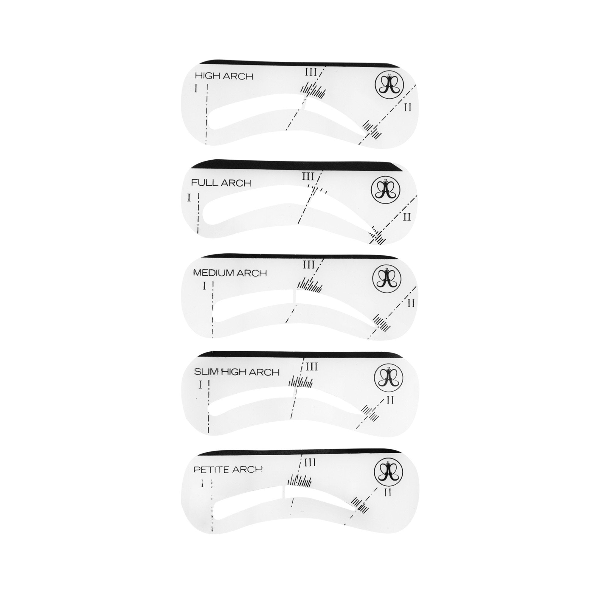 Anastasia Beverly Hills stencil with flexible plastic brow guide for easy application.