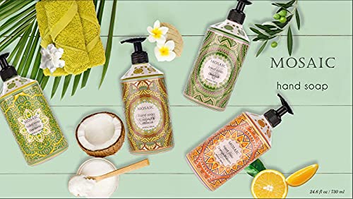 AnatoliaDaphne Mosaic Hand Soap Gift Set label detail highlighting four scent options