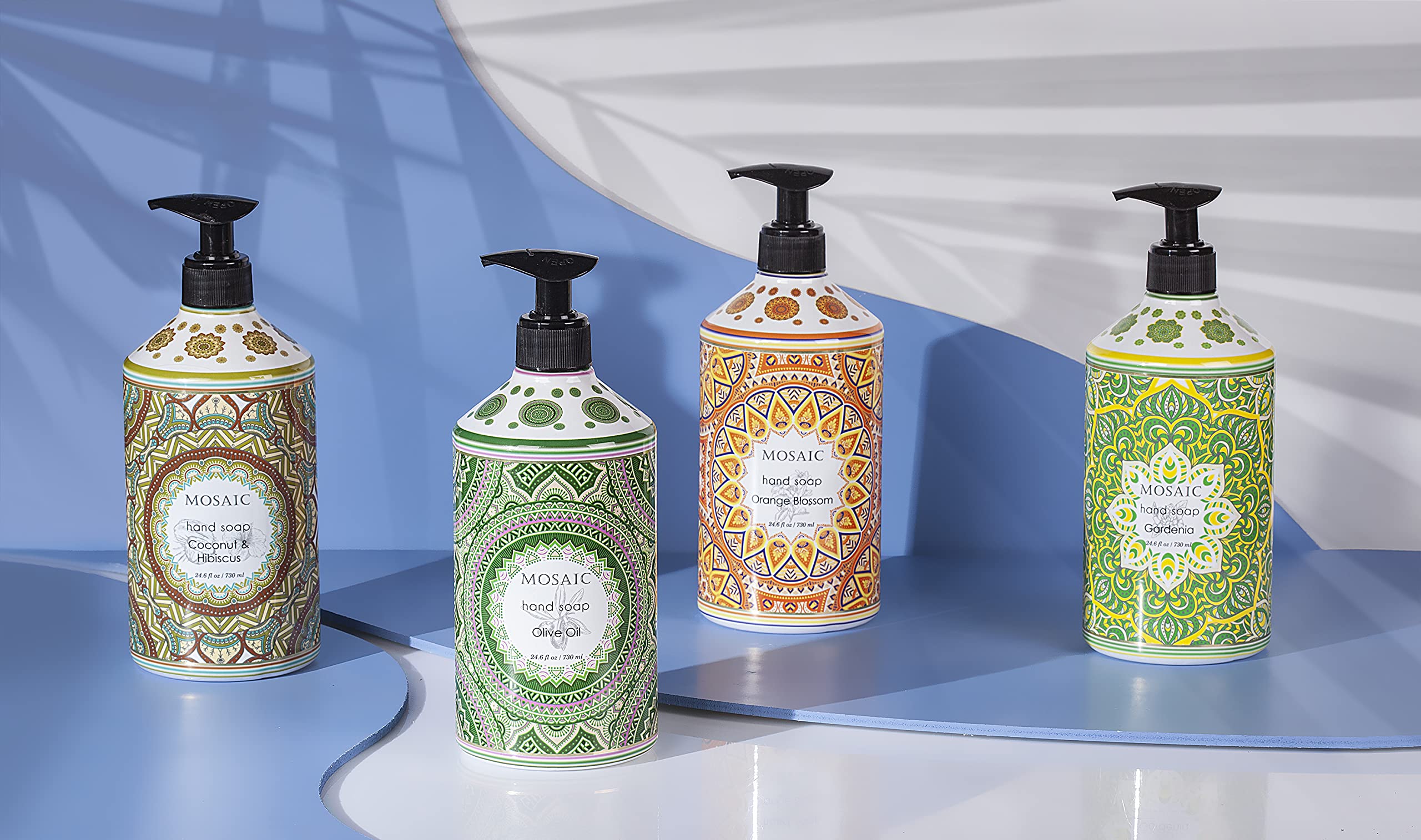 AnatoliaDaphne Mosaic Hand Soap Gift Set refill-cap design for large-volume refills