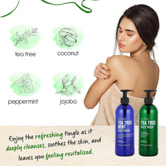 AnatoliaDaphne Tea Tree Body Wash closeup on bottle highlighting dual-pack value