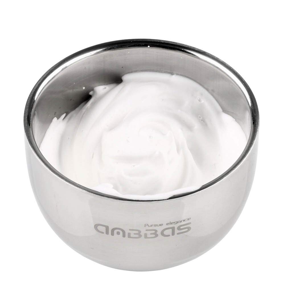 Anbbas stainless steel bowl top view showing shallow design for creams