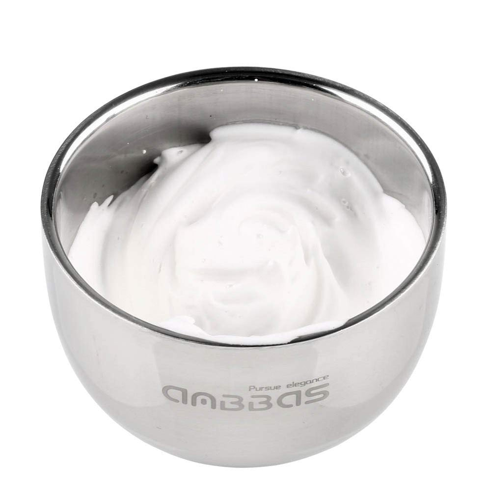 Anbbas stainless steel bowl top view showing shallow design for creams