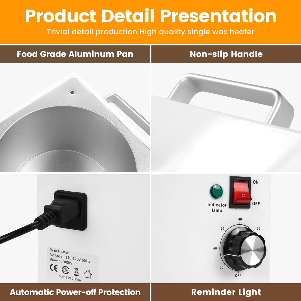 Anbull wax warmer features easy-grip handles for safe transportation between stations.