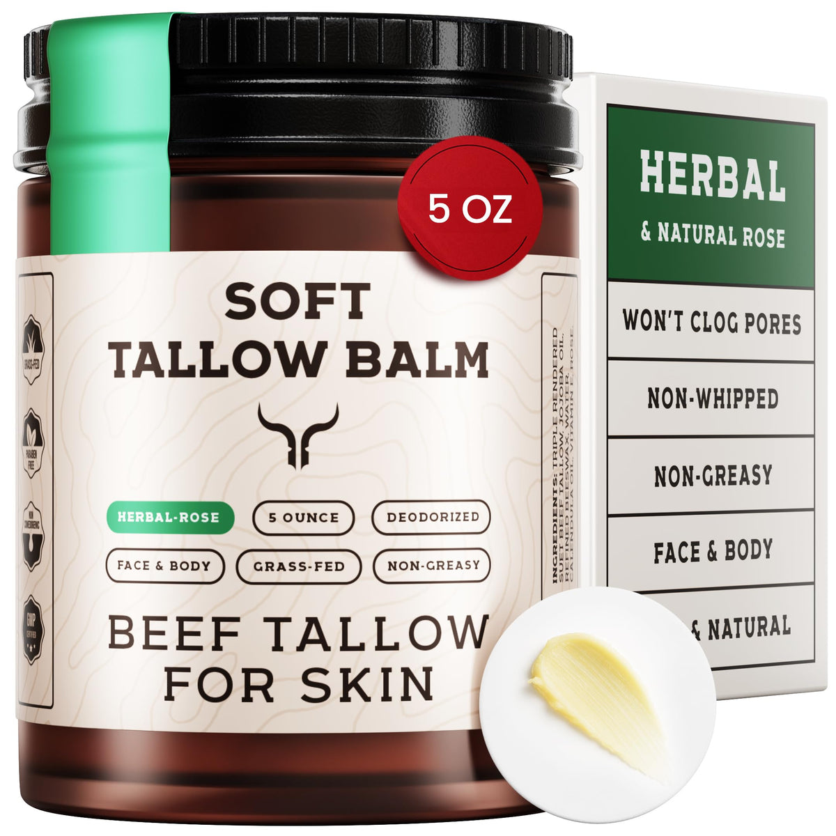 Ancestral Haven beef tallow face cream in a rose jar delivering long-lasting hydration