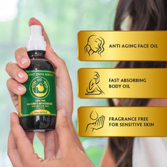 Ancient Greek Remedy Hydrating Face Oil applied to damp skin for quick absorption.