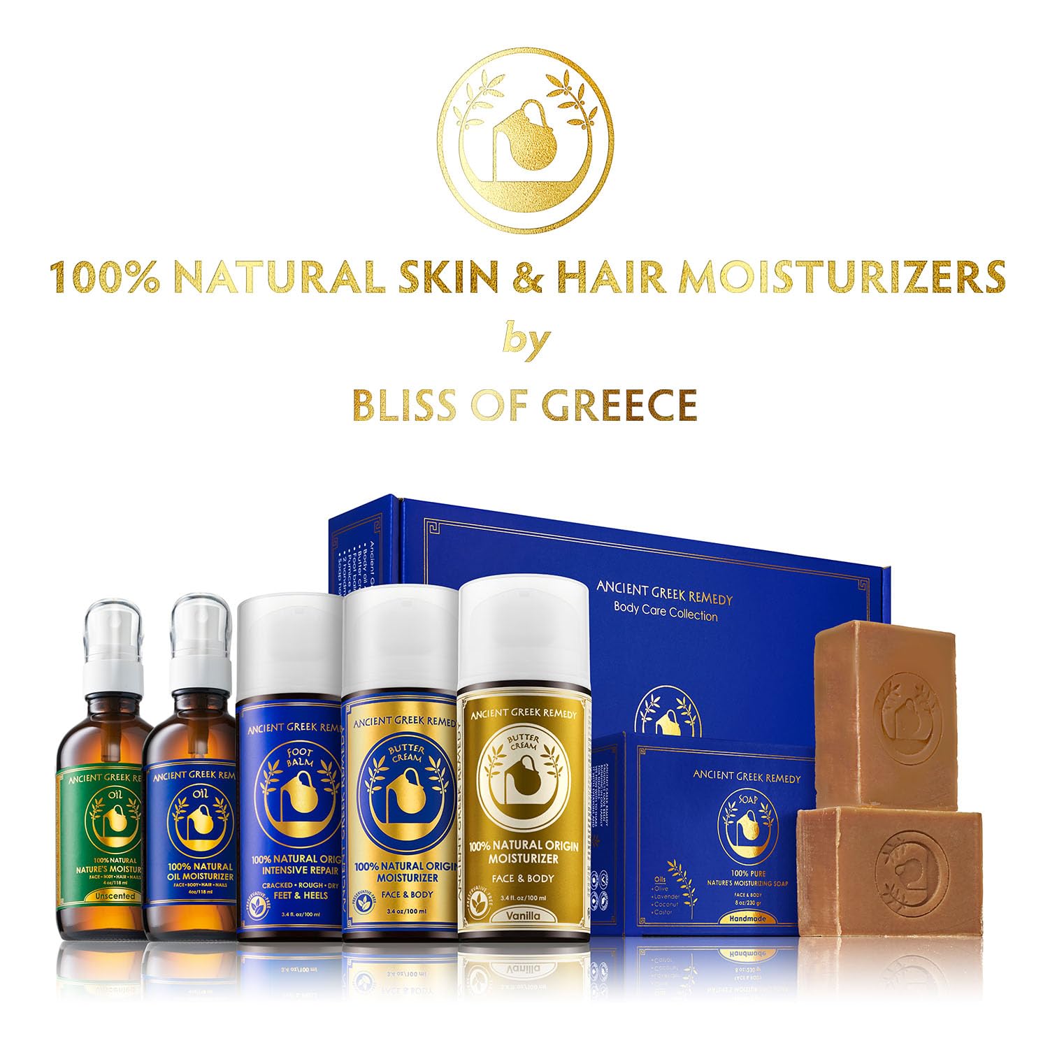 Ancient Greek Remedy ingredients jojoba almond olive provide nourishing skin support.