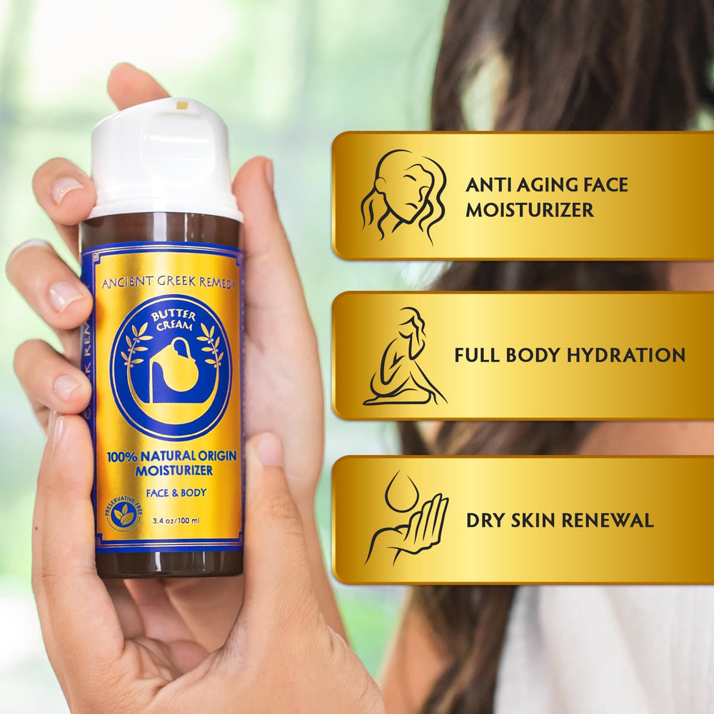 Ancient Greek Remedy moisturizer texture closeup showing rich formula