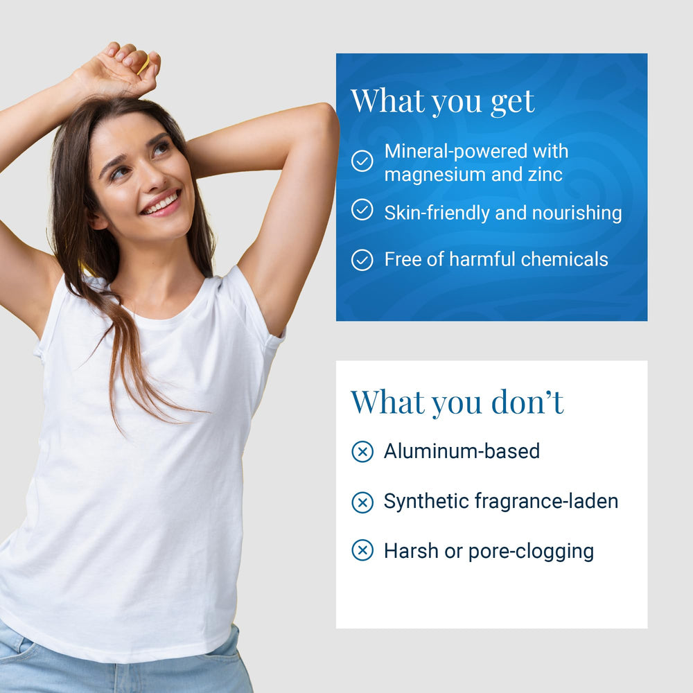 Ancient Minerals ingredients magnesium zinc vitamin E shown as mineral-based formula.
