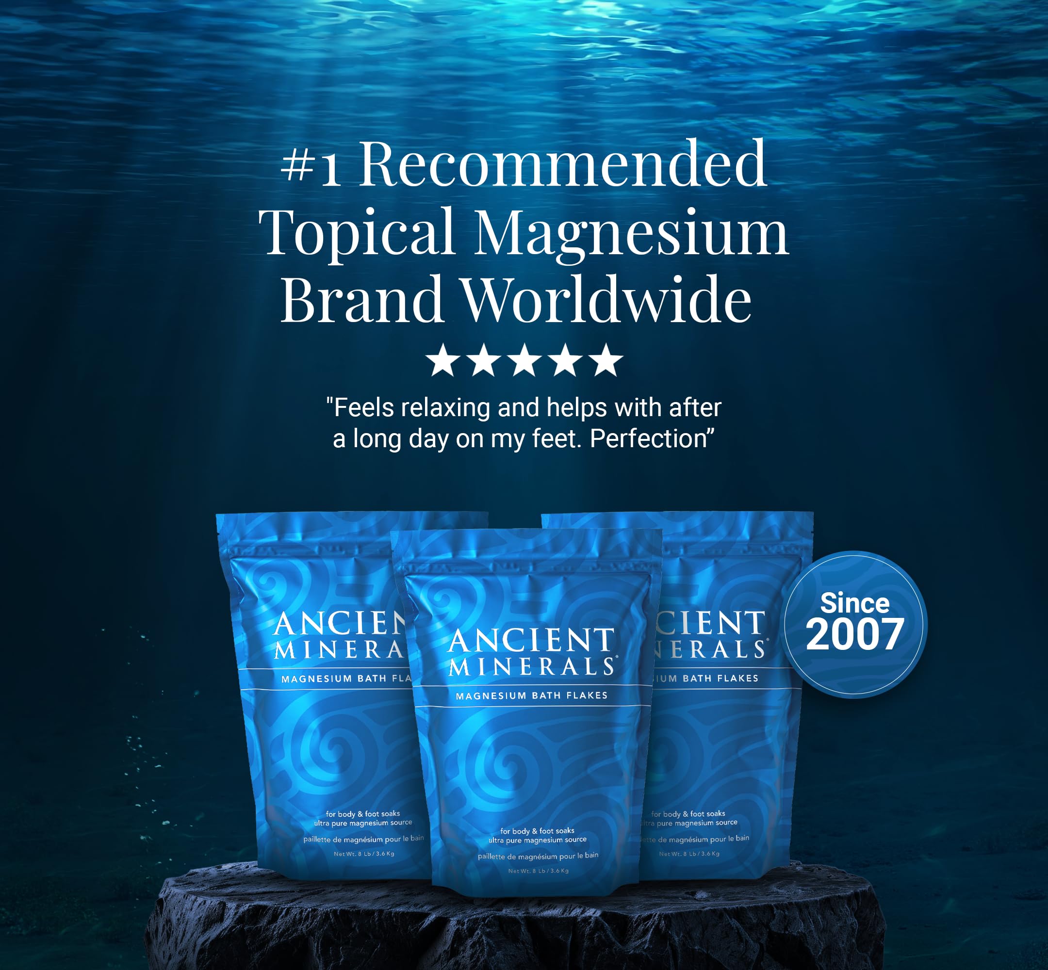 Ancient Minerals purity source packaging close-up emphasizing trusted mineral supply.
