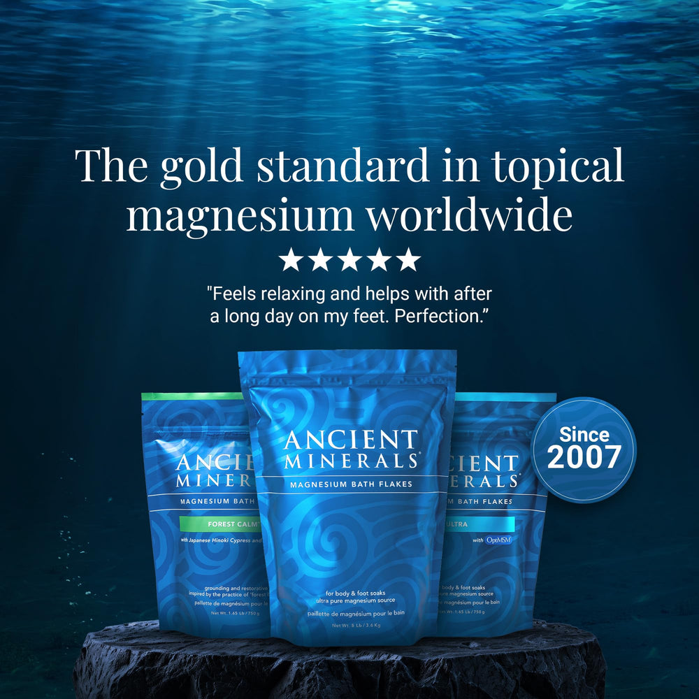 Ancient Minerals tub soak dissolving quickly and gentle on skin.