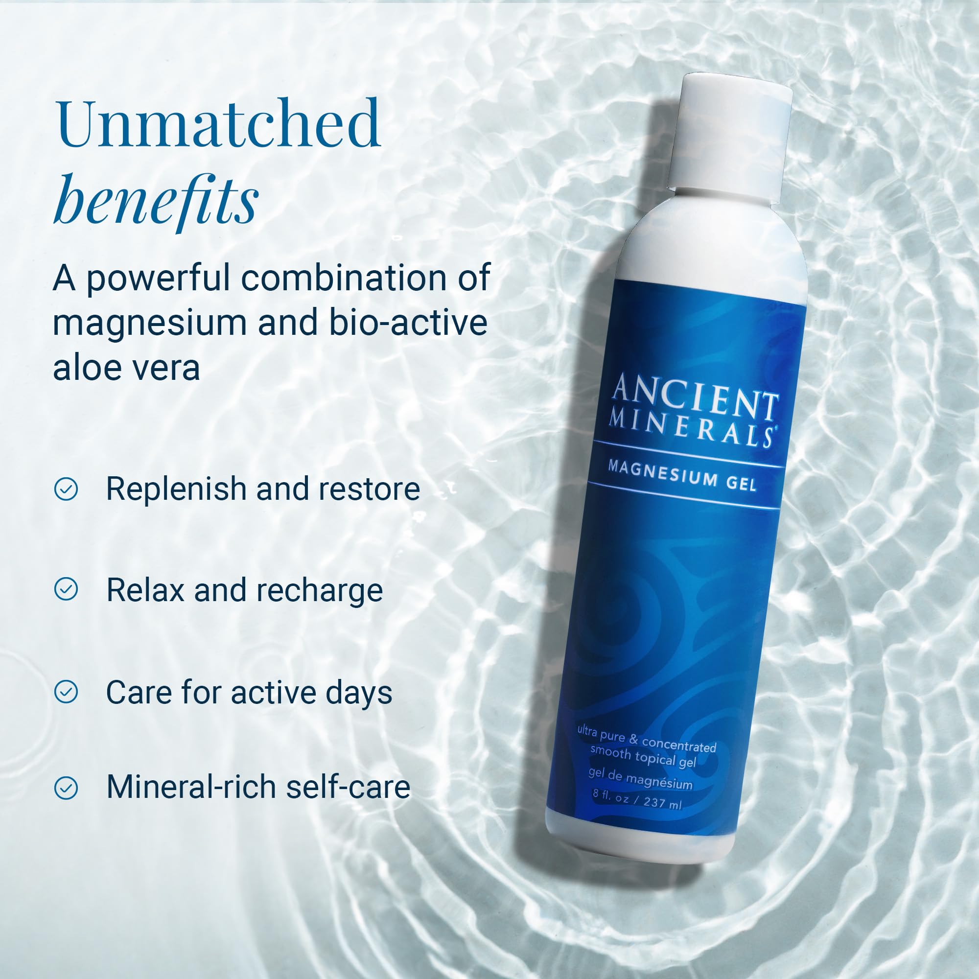 Ancient Minerals Zechstein source badge signals premium magnesium chloride.