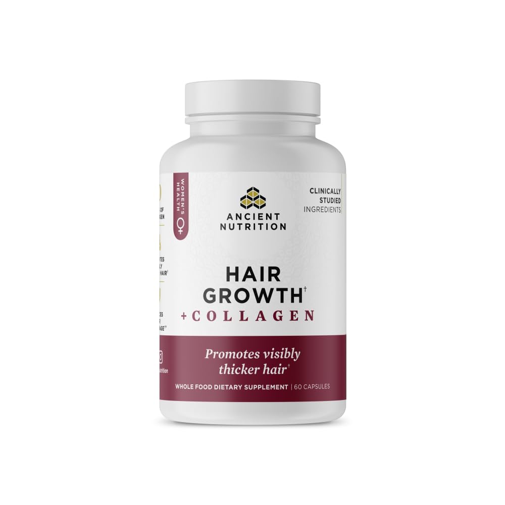 Ancient Nutrition hair-growth bottle for thicker, fuller hair support.
