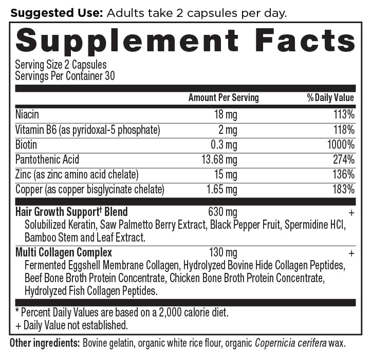 Ancient Nutrition hair-growth capsules closeup for easy daily intake.