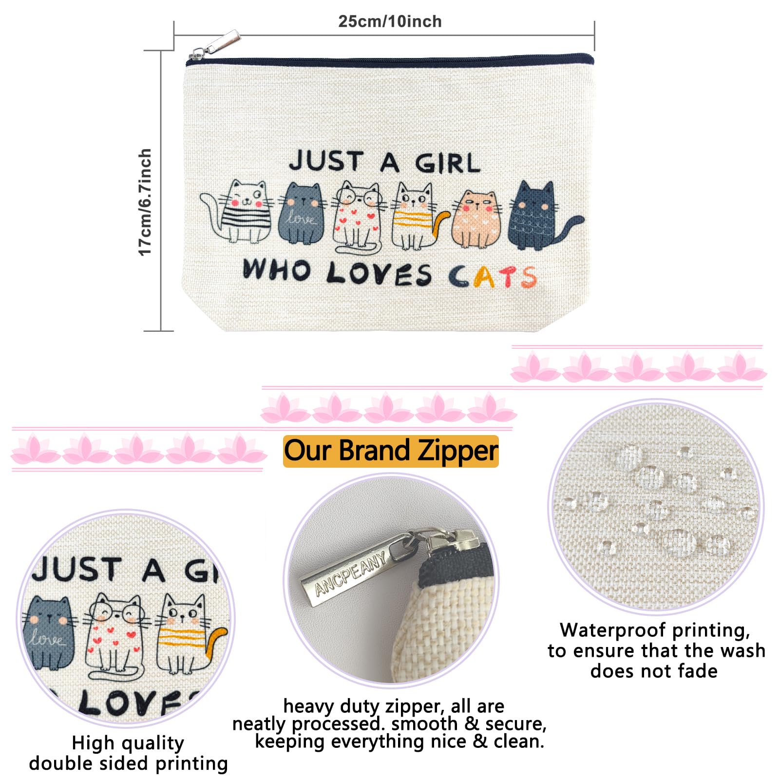 ancpeany 3d cat pattern makeup pouch showcasing playful design for daily use