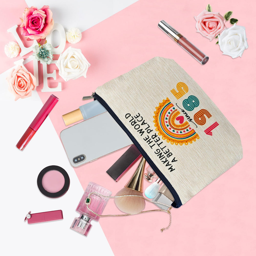ancpeany linen makeup bag closeup highlights premium texture and durable construction for daily use.