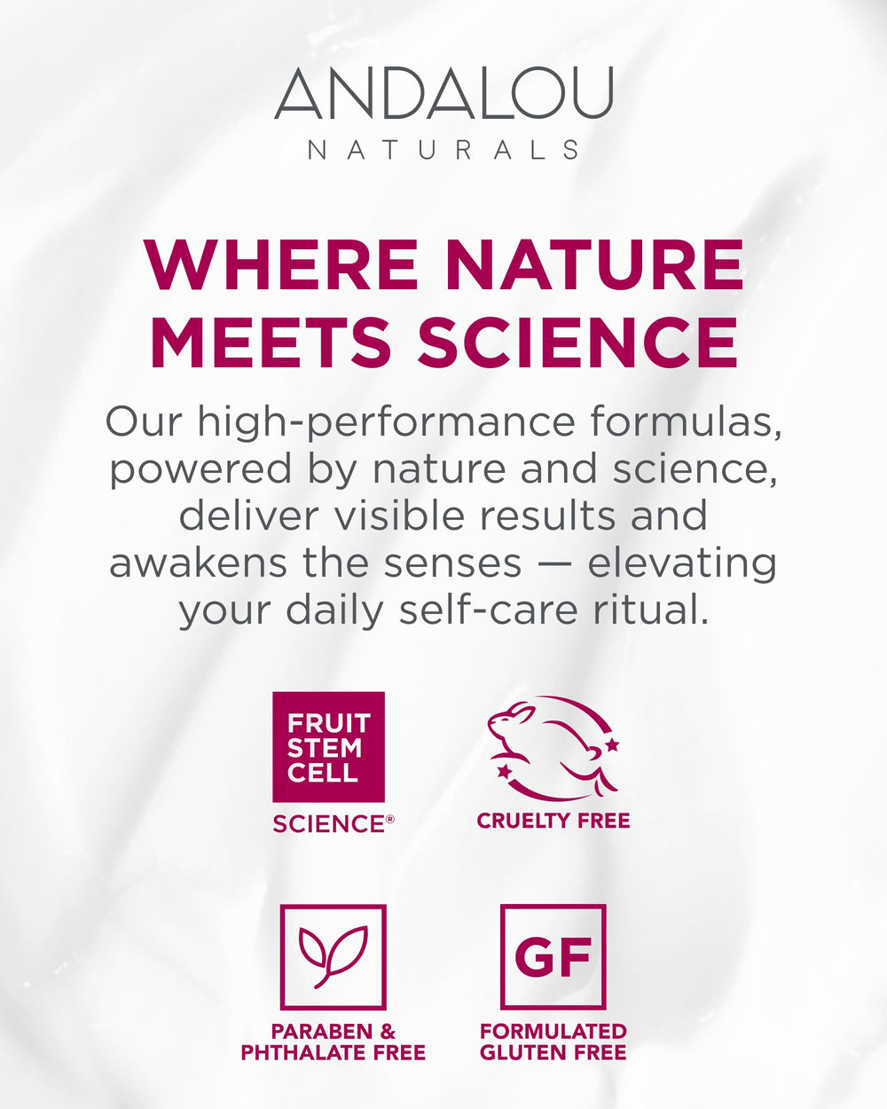 Andalou Naturals ingredients showing vegan cruelty-free sustainable sourcing