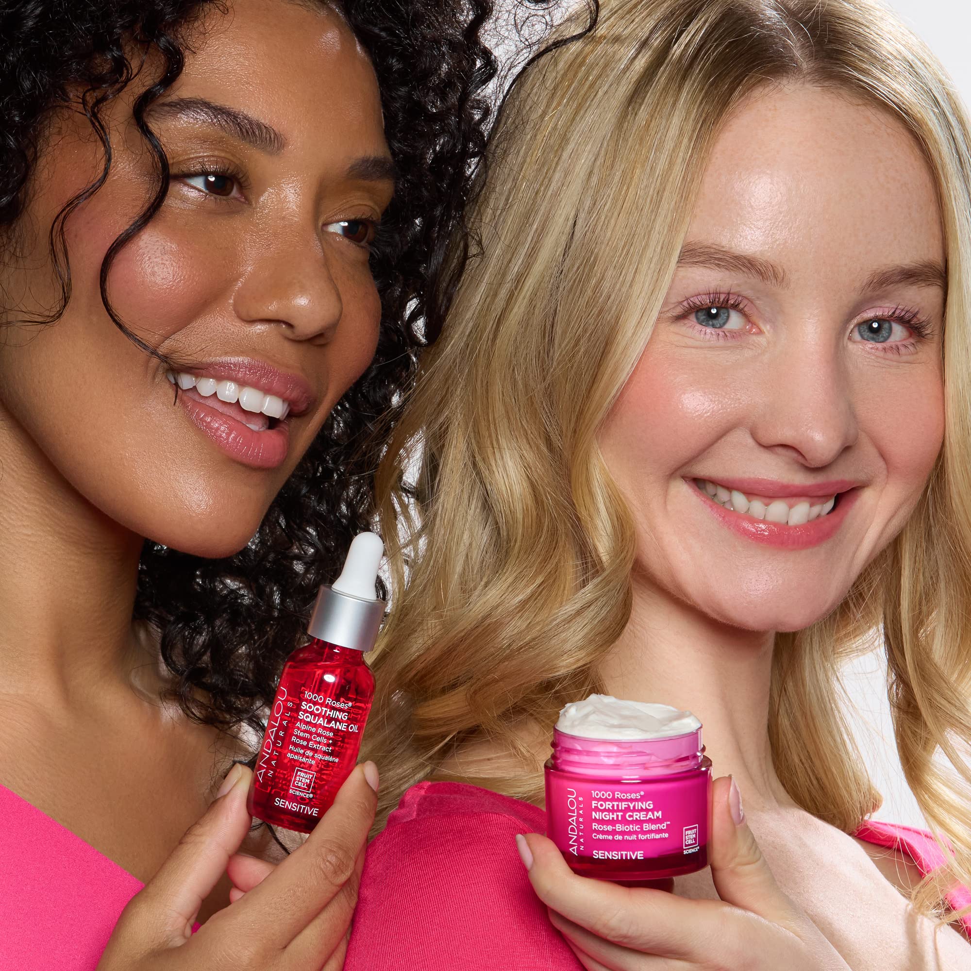 Andalou Naturals 1000 Roses Squalane Oil on skin demonstrates quick-absorbing hydration.