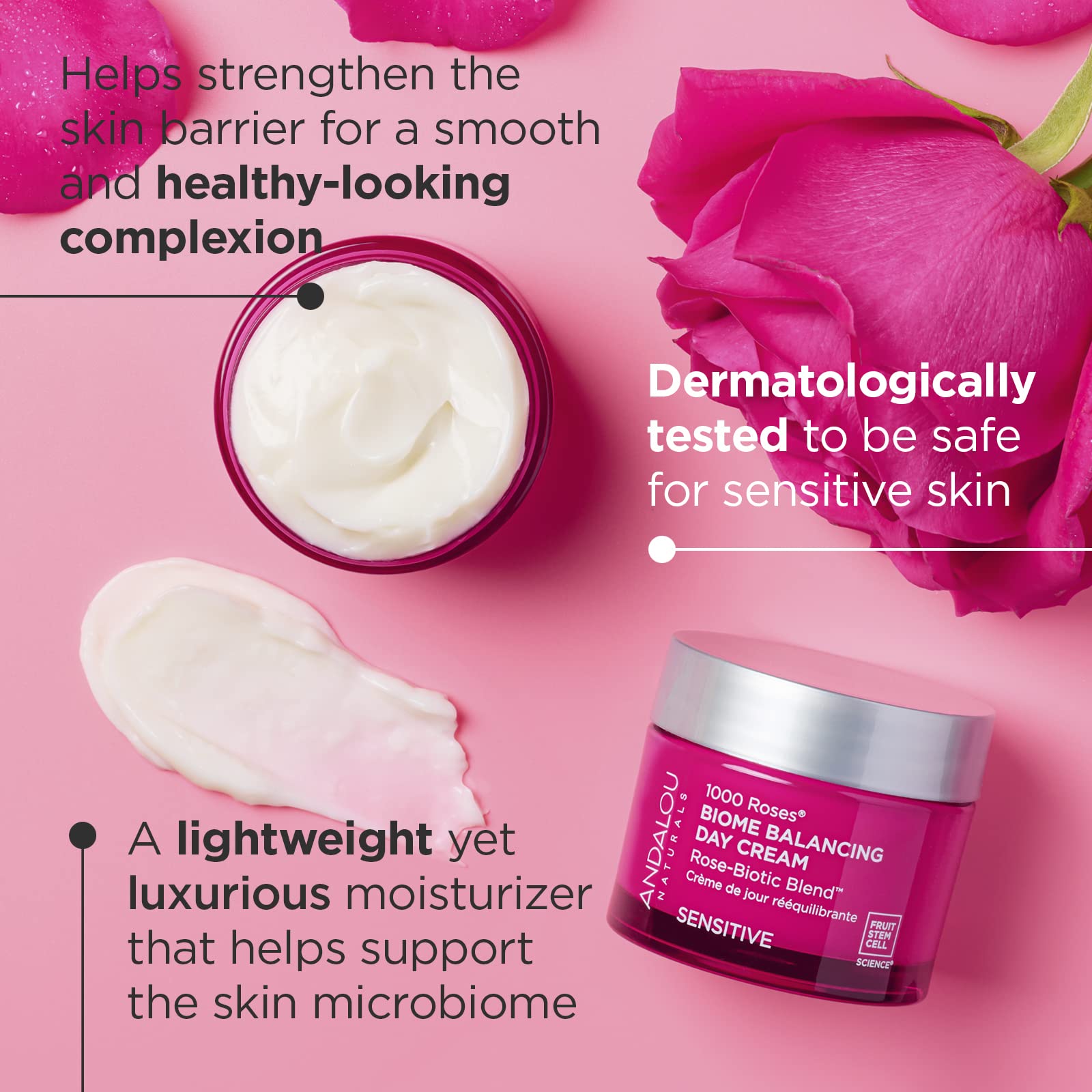 Andalou Naturals Alpine Rose Stem Cells graphic suggesting vitality restoration.