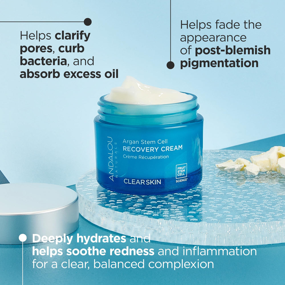 Andalou Naturals Argan Stem Cell Recovery Cream texture closeup soothing oily skin