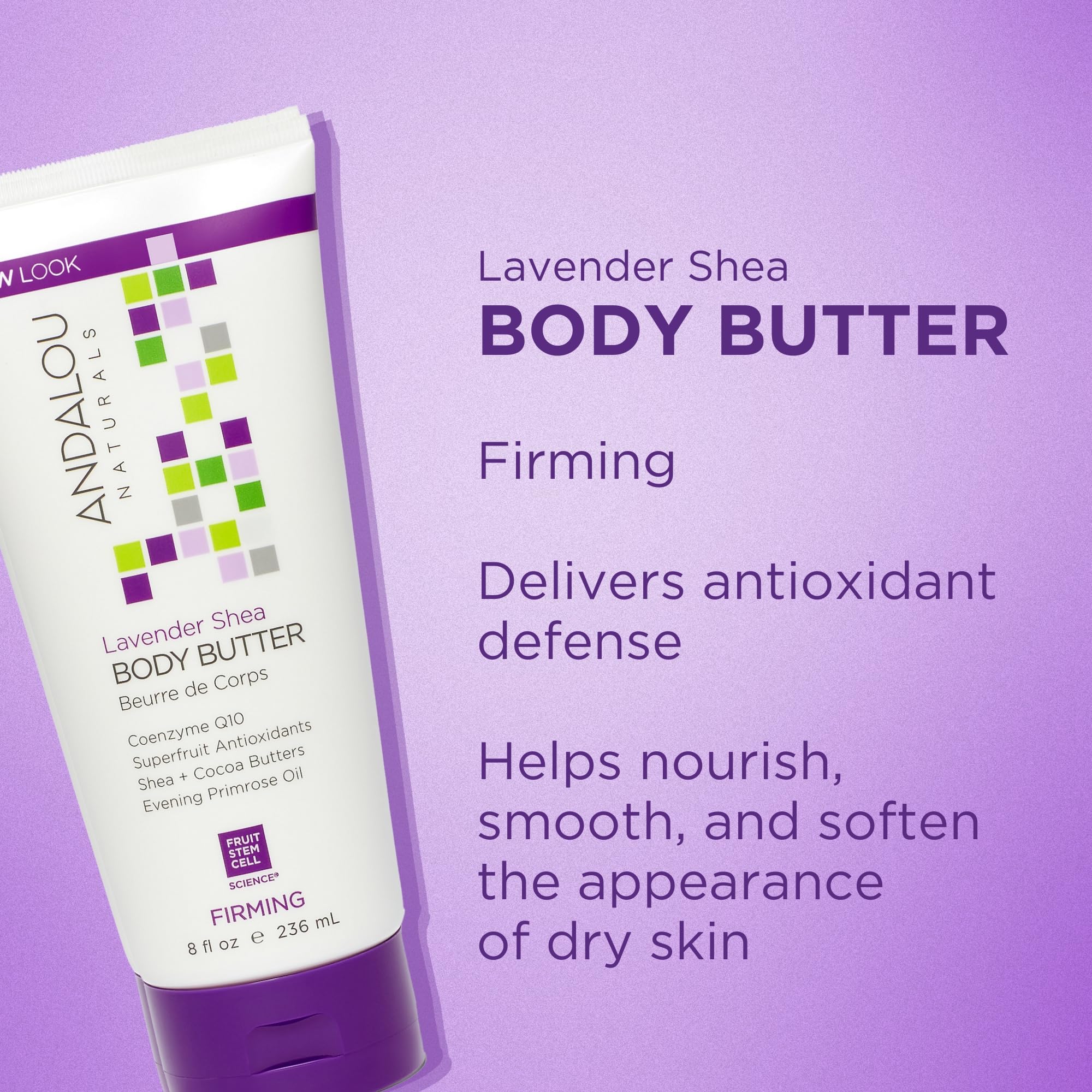 Textura rica y cremosa de Andalou Naturals para suavizar piel áspera.