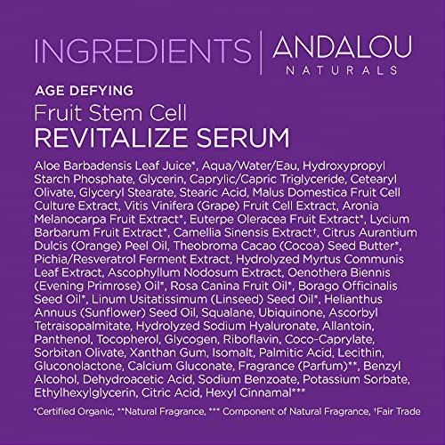 Andalou Naturals Fruit Stem Cell Revitalize Serum calming ritual for everyday self-care.
