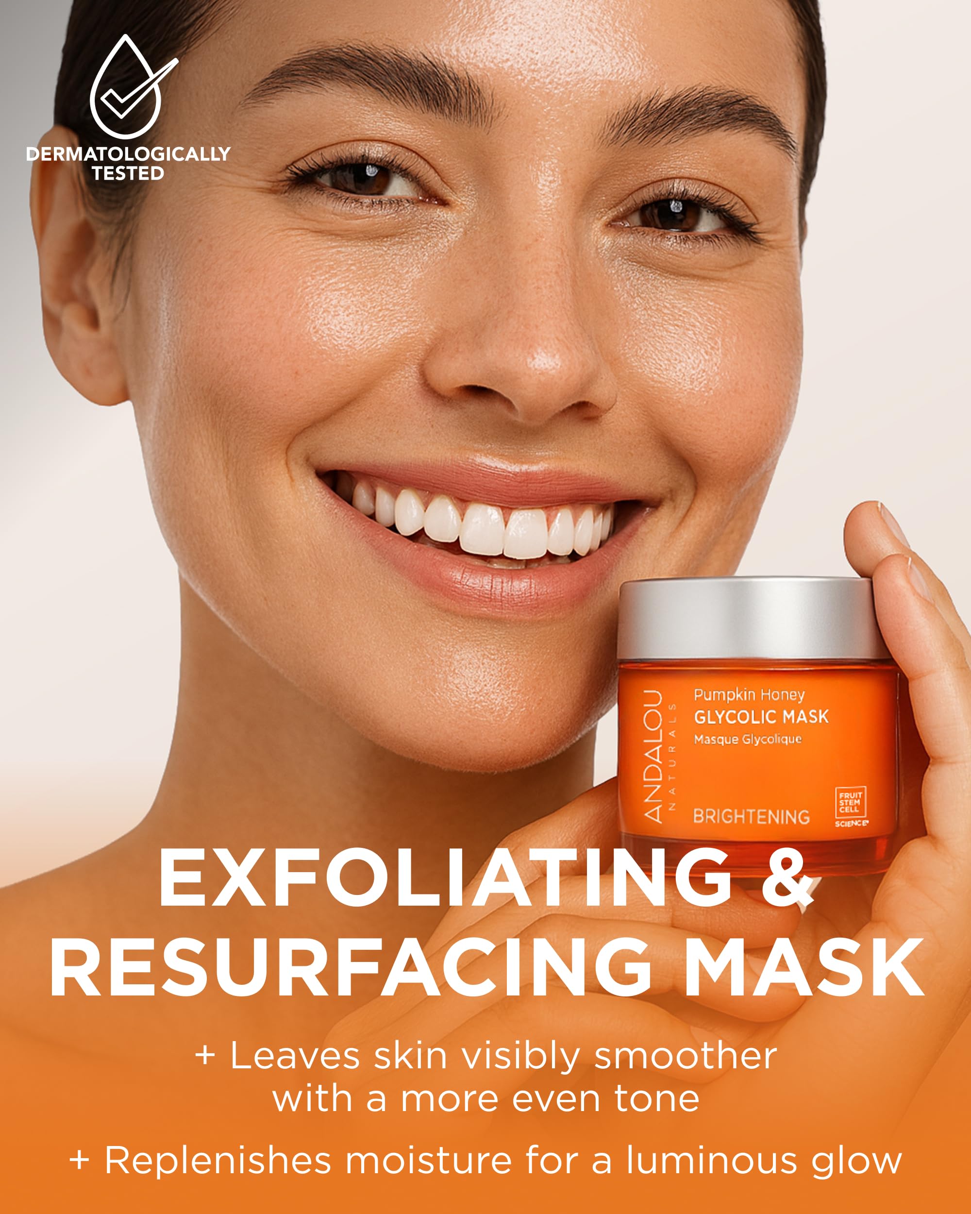 Andalou Naturals mask texture on skin shows gentle exfoliation