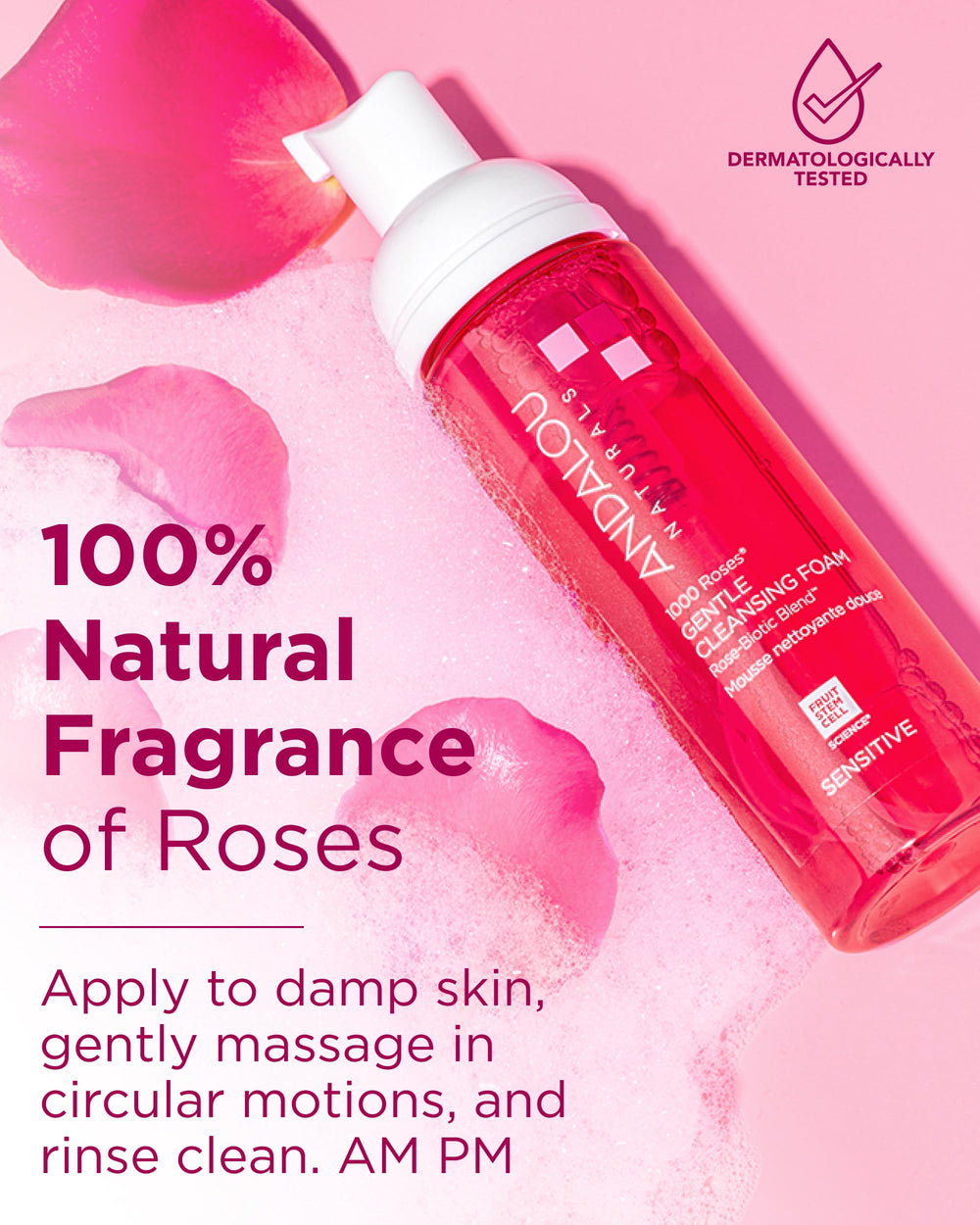 Andalou Naturals rose fragrance closeup evokes refreshing sensory cleanse