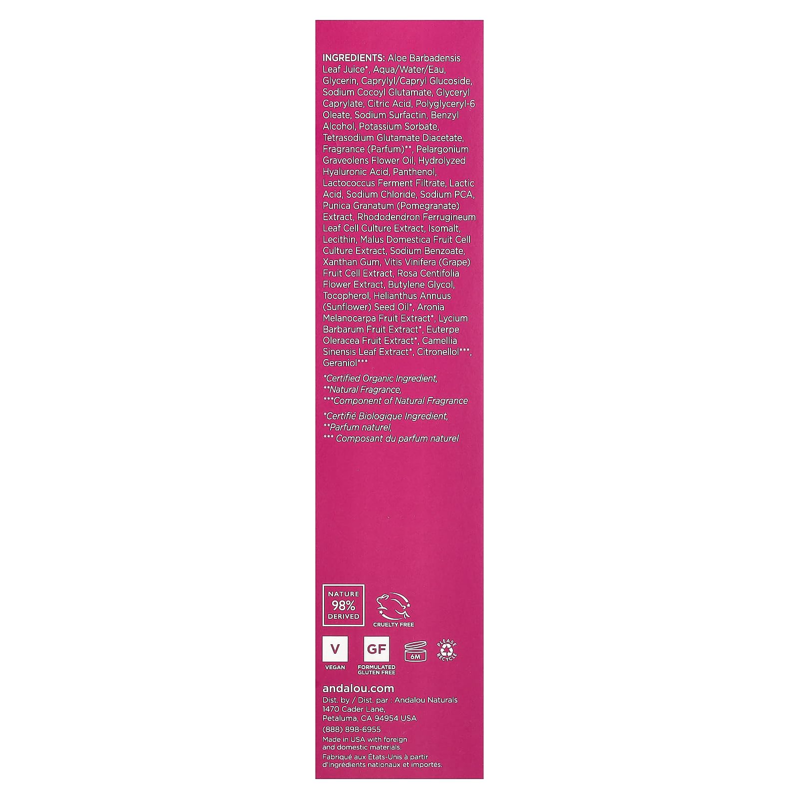 Andalou Naturals toner bottle with rose petals close-up, ideal for refreshing makeup prep.