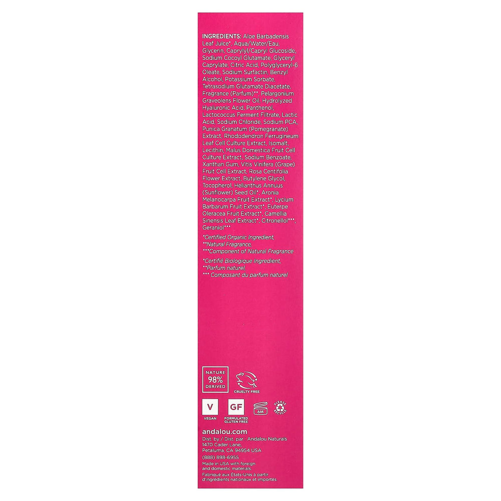 Andalou Naturals toner bottle with rose petals close-up, ideal for refreshing makeup prep.