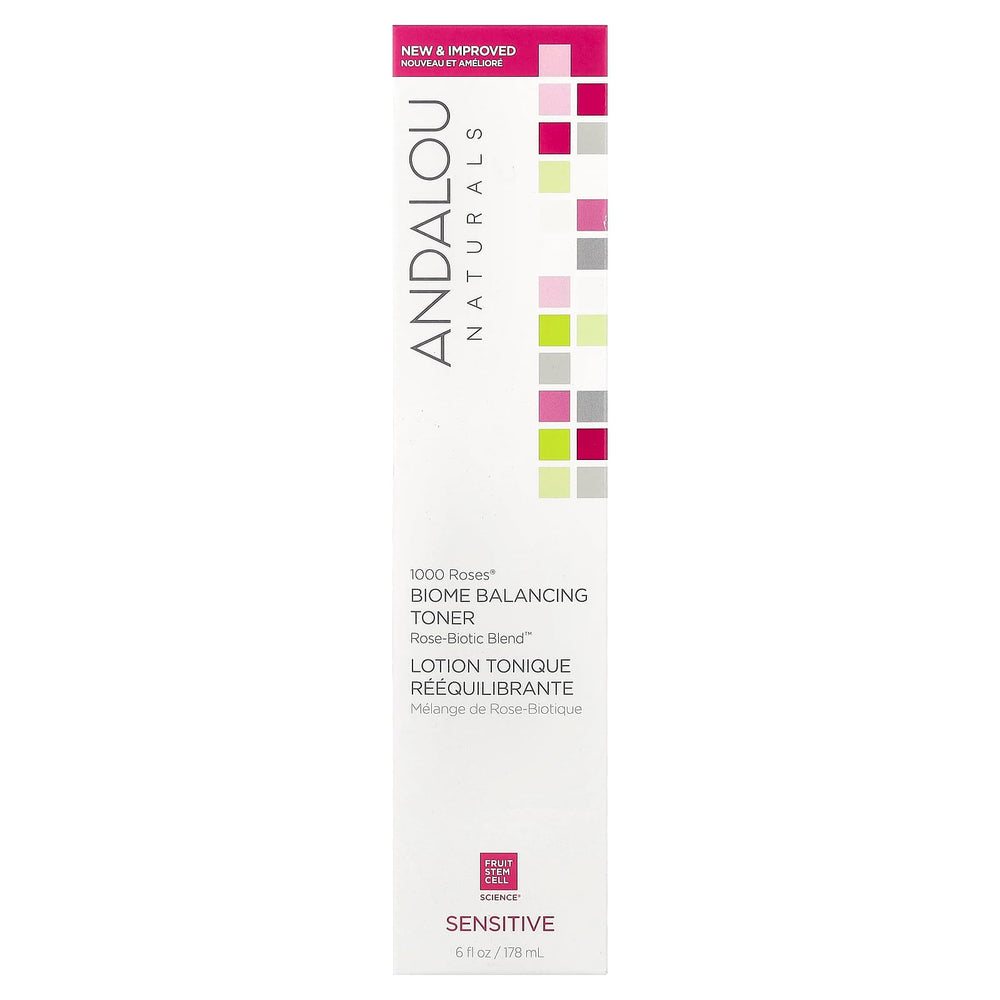 Andalou Naturals Rose-Biotic blend spray image showing soothing facial mist for sensitive skin.