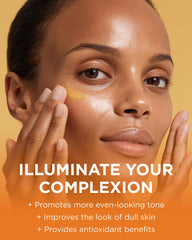 Andalou Naturals Enlighten Serum application demonstrates easy smoothing for bright, hydrated skin.