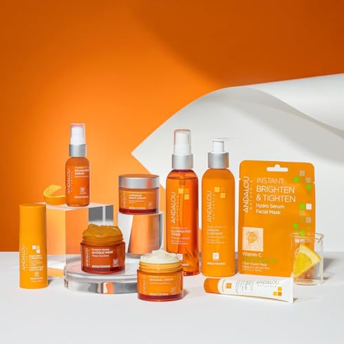 Andalou Naturals Turmeric + C Enlighten Serum texture closeup highlights creamy hydration for supple skin.