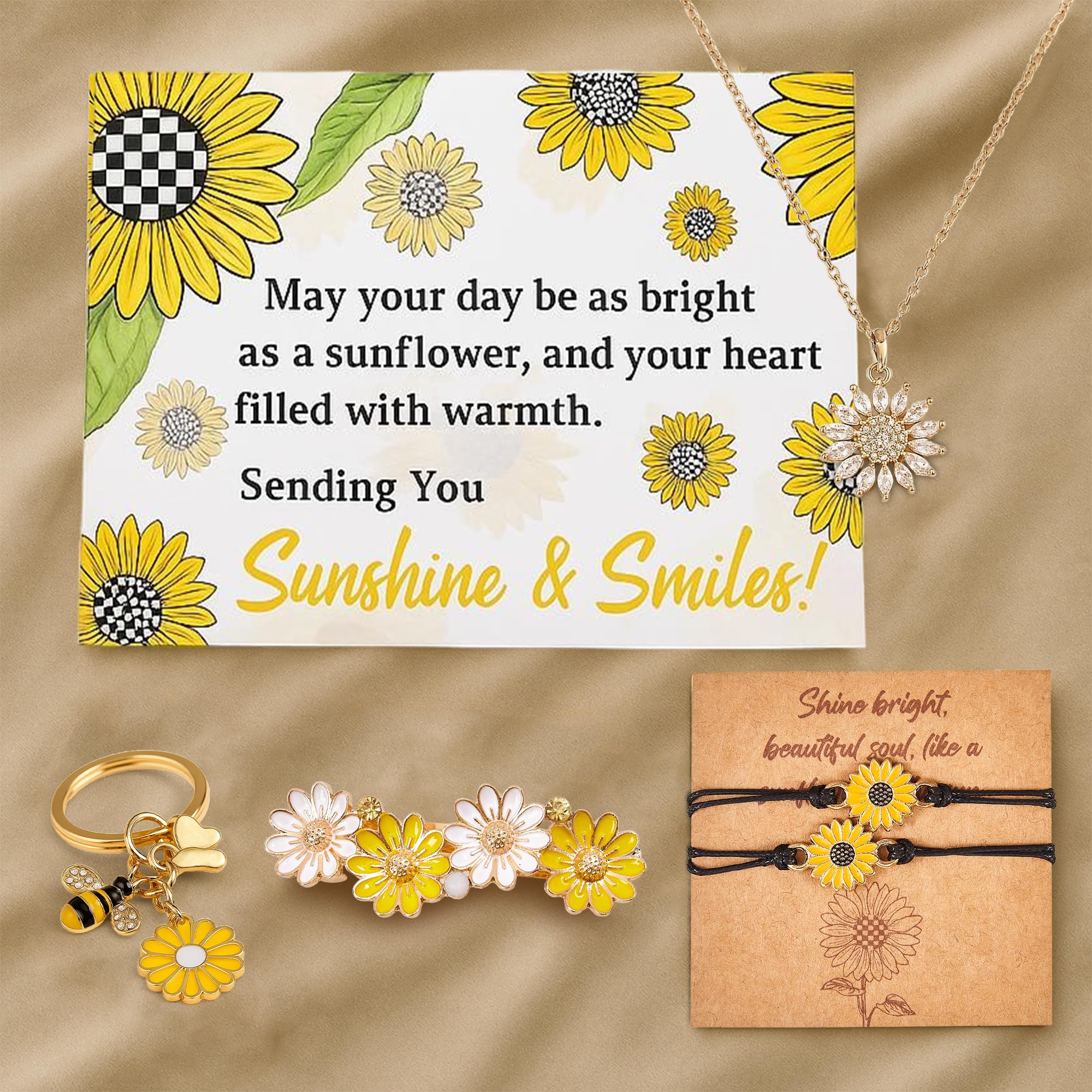 Andlane Sunflower accessories include cosmetic bag and jewelry for cheerful everyday styling.