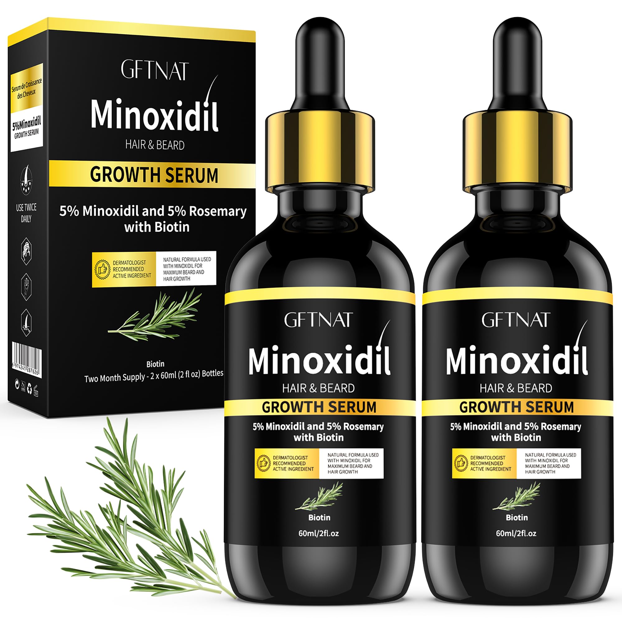 Andelusita 5% minoxidil bottle for rosemary-biotin scalp use.