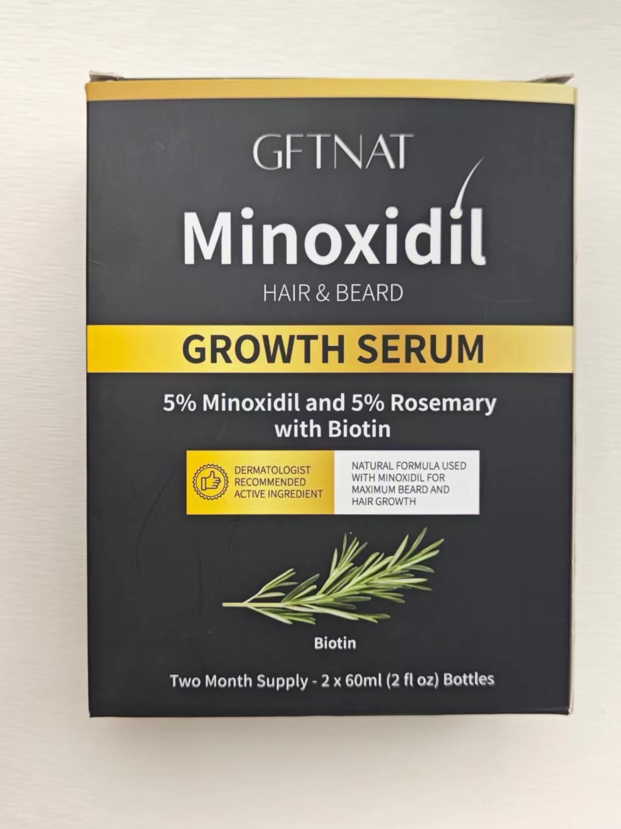 Andelusita minoxidil packaging box with branding and usage tips.