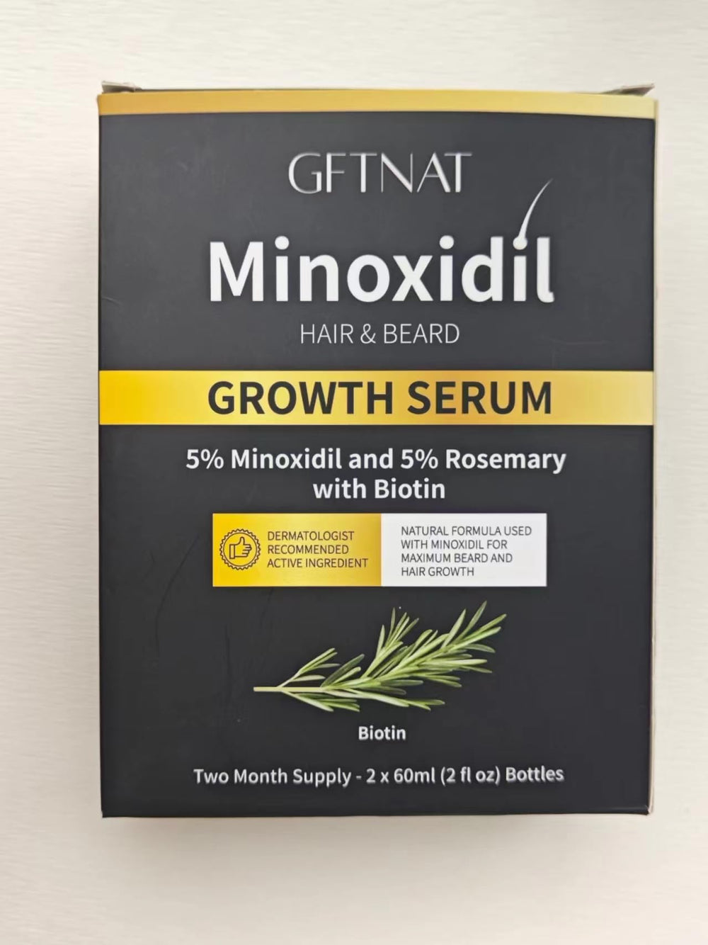 Andelusita minoxidil packaging box with branding and usage tips.