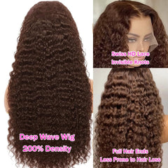 Anderah chocolate brown wig natural hairline close-up for seamless blends.