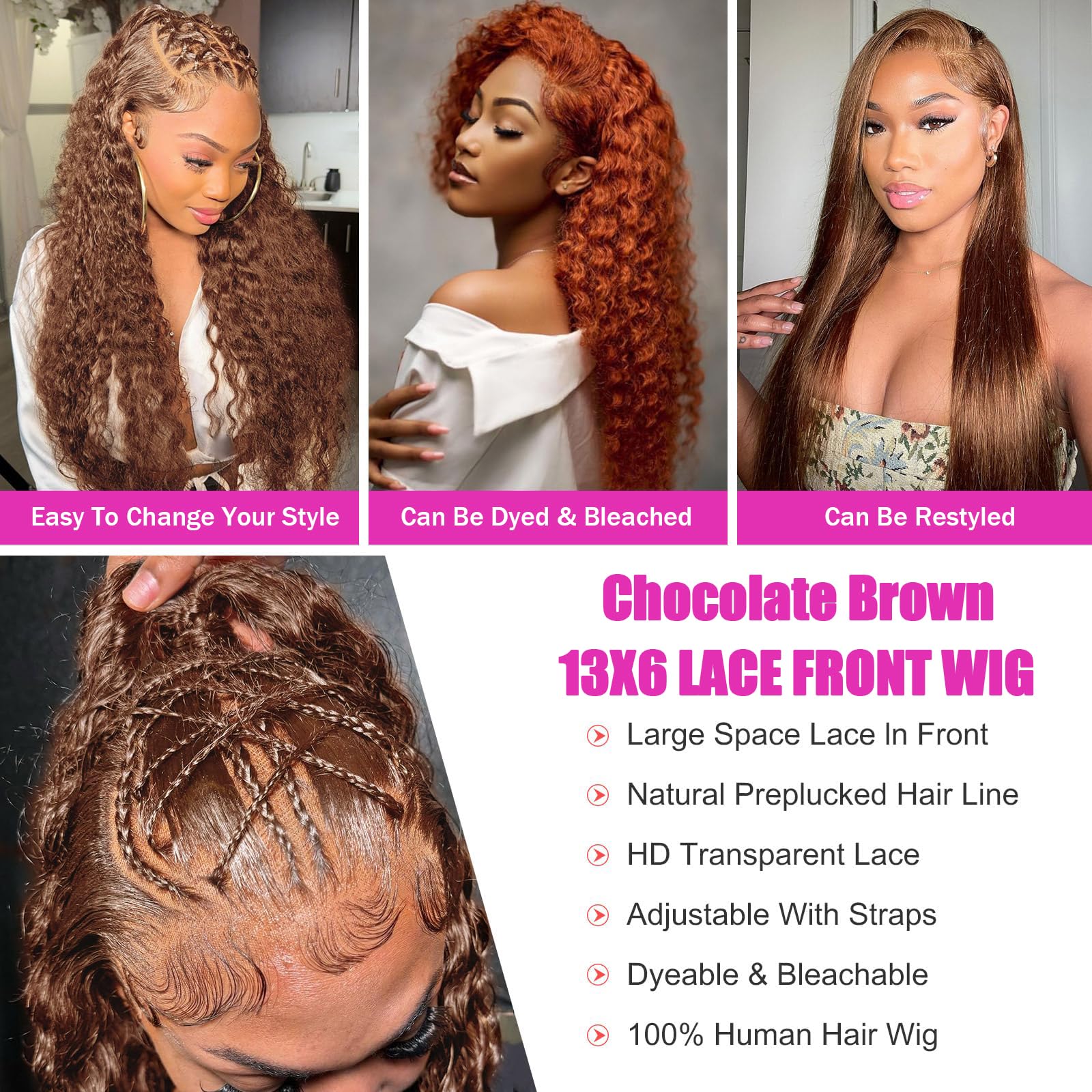 Anderah dyeable and curlable deep-wave hair showcases versatile styling options.
