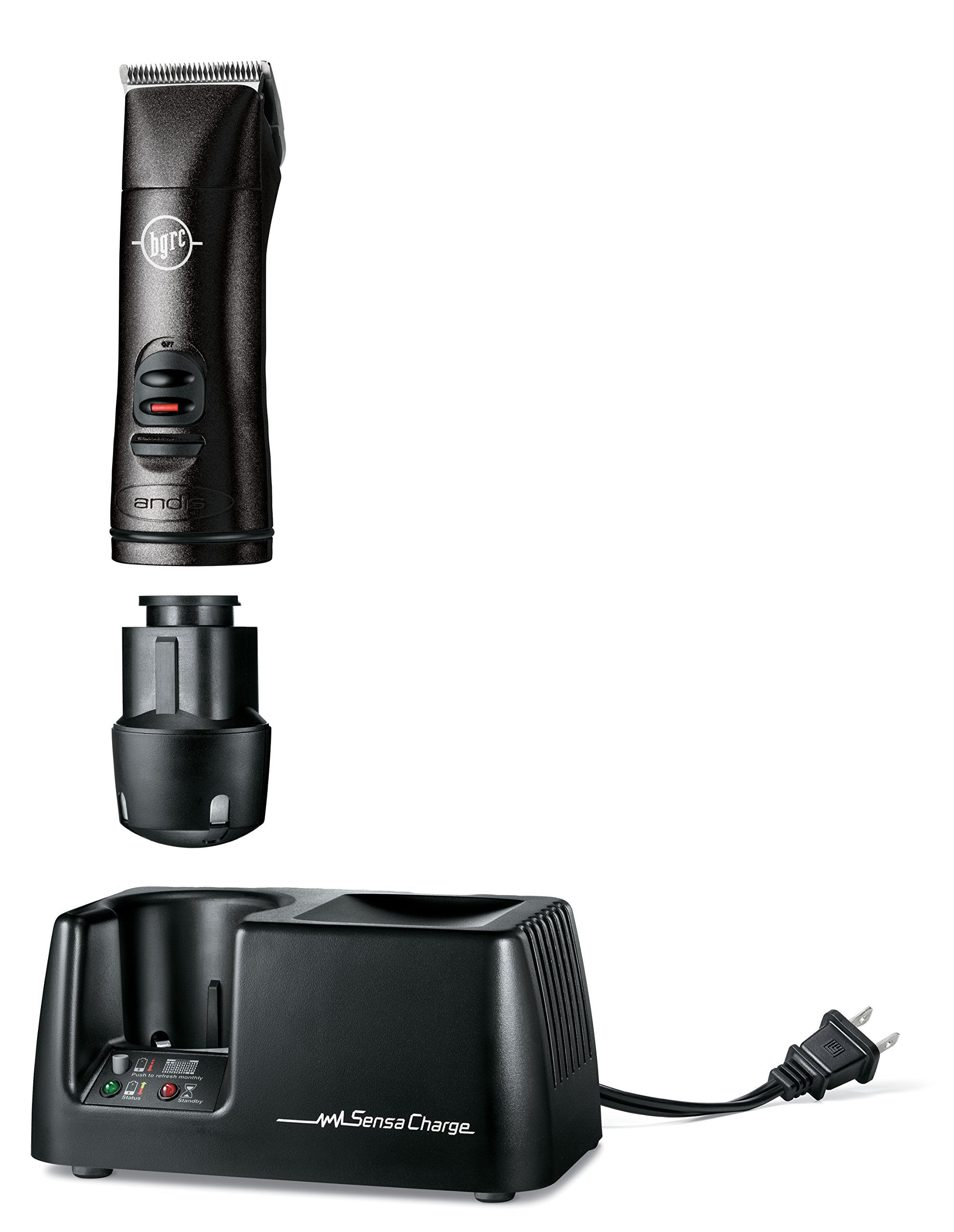 Andis BGR+ battery pack and charger enabling cordless operation anywhere.