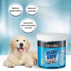 Andis Blade Care Plus Jar leaves a light lubricating film to reduce friction