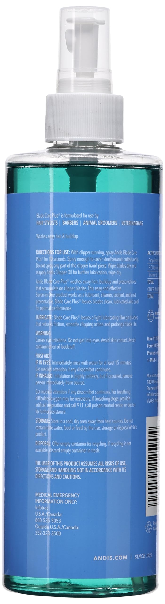 Andis Blade Care Plus action cleaning hair buildup during grooming sessions