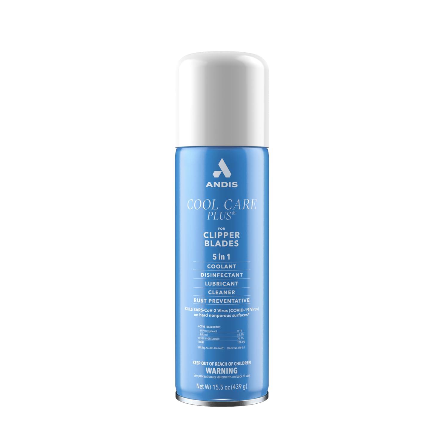 Andis Cool Care Plus 5in1 spray can for quick blade care.